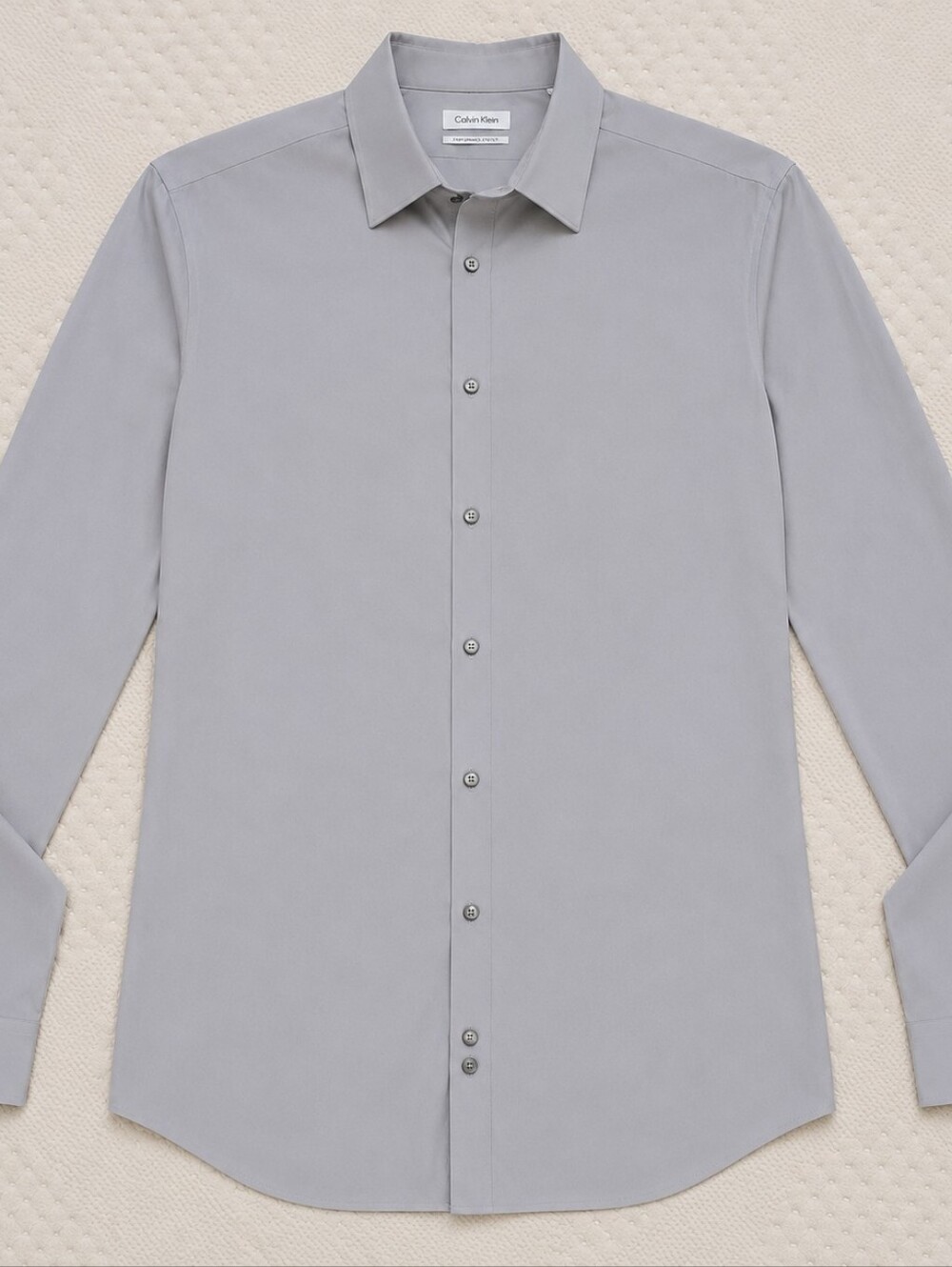 Calvin Klein Men's Light Gray Long-Sleeve Dress Shirt 17.5/36-37